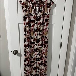 Ann Taylor Floral Print Maxi Dress - Black, Pink, Cream